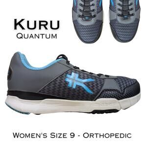Kuru Quantum Womens 9 Grey Blue Mesh Orthopedic Walking Running Sneakers Sporty